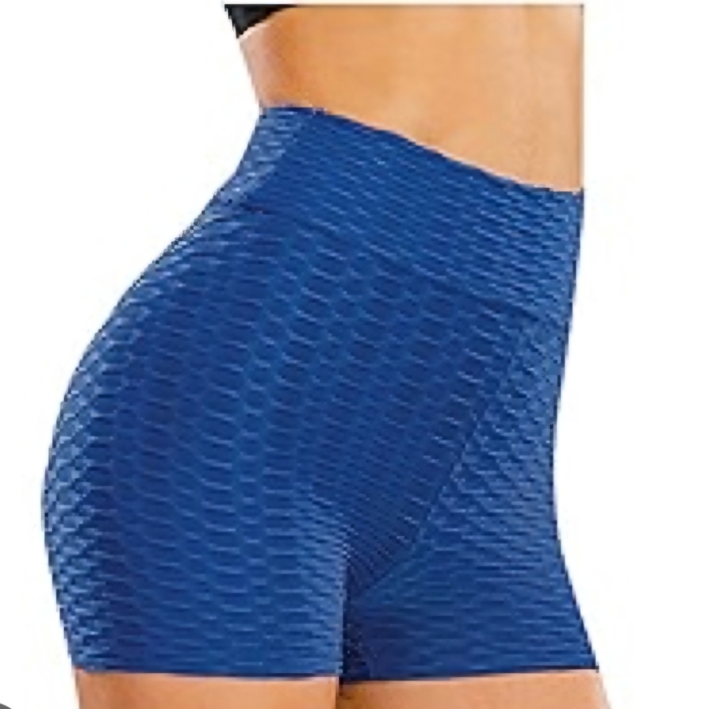 Blue Textured Women's Shorts